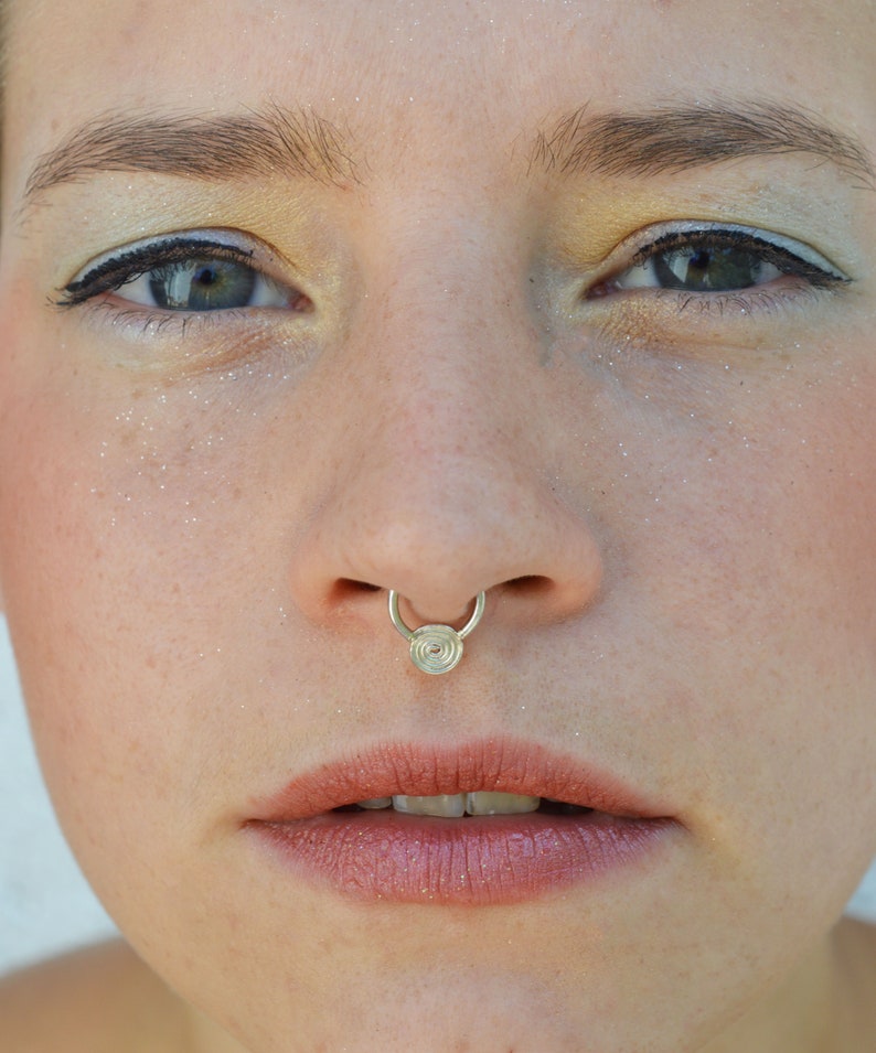 spiral septum, Silver septum, septum piercing, Septum ring, spiral jewelry, helix, piercing, nostril ring, tragus, earrings, spiritual image 5