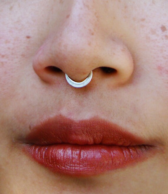 Crescent Septum Ring Moon Septum Silver Septum Piercing Silver