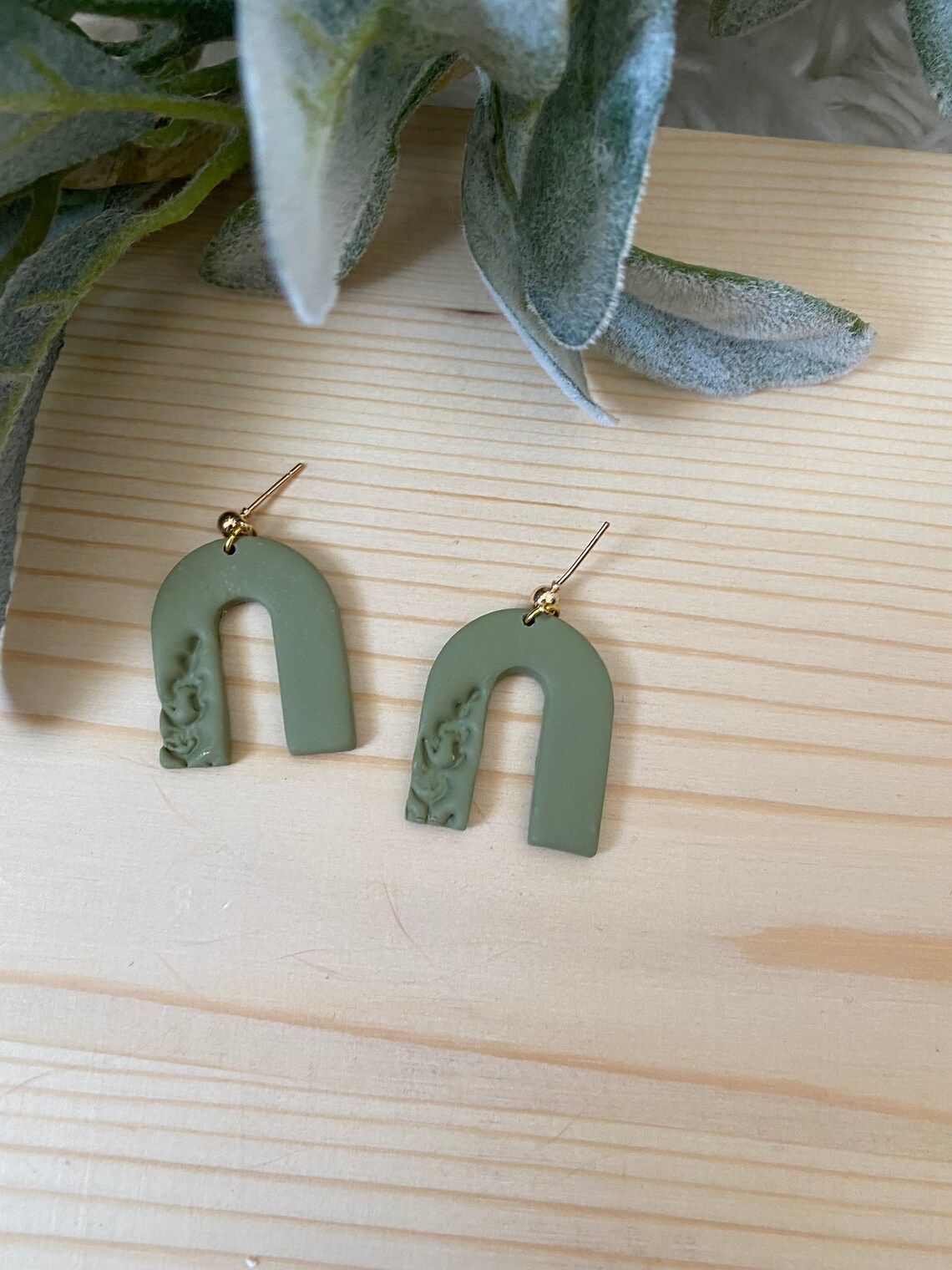Sage Green Floral Earrings Polymer Clay Earring Handmade Etsy UK