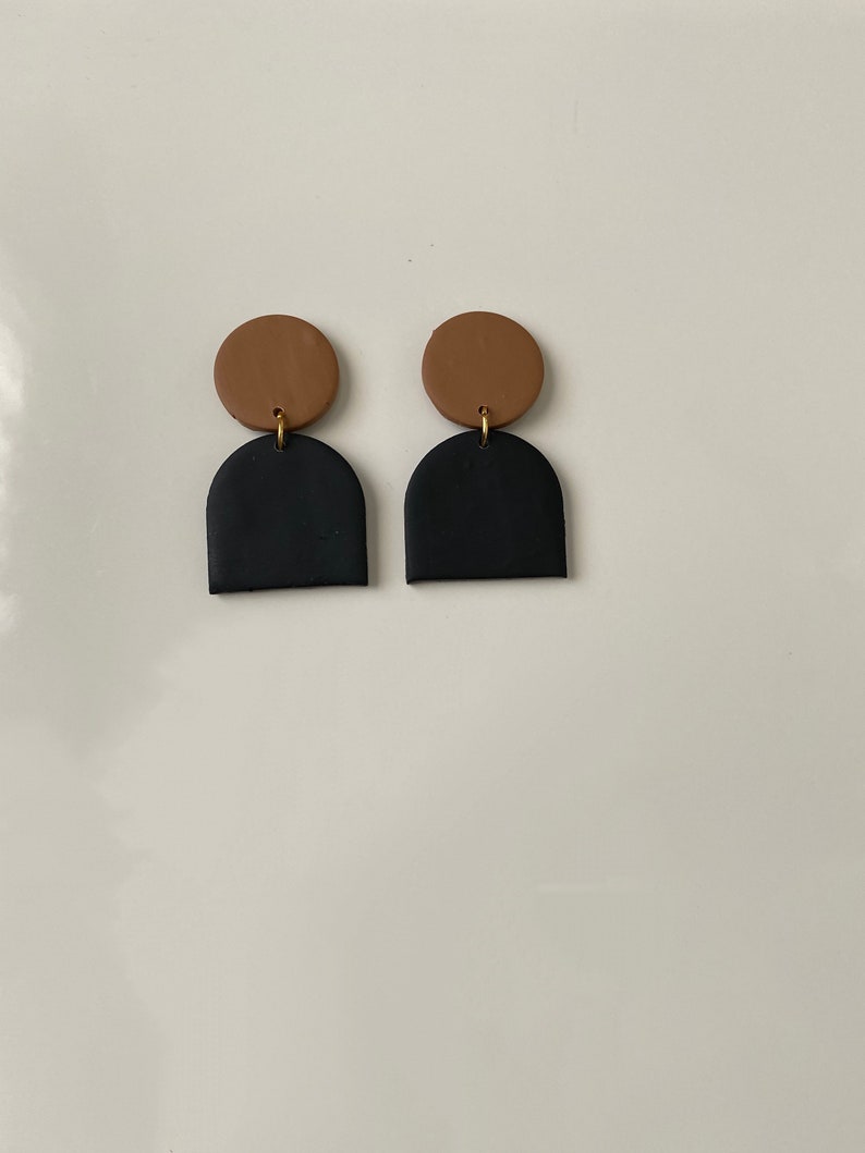 gifts for girls polymer jewelry gifts for women handmade jewelry black and brown dangles polymer clay earrings earring dangles