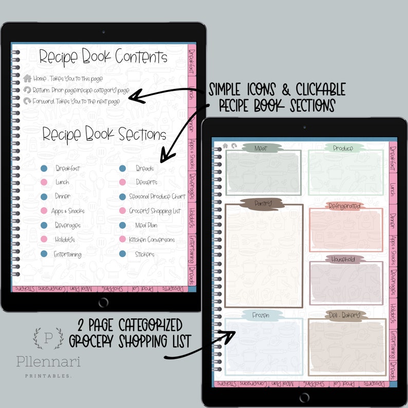 Digital Recipe Book for Goodnotes Notability Onenote Etsy