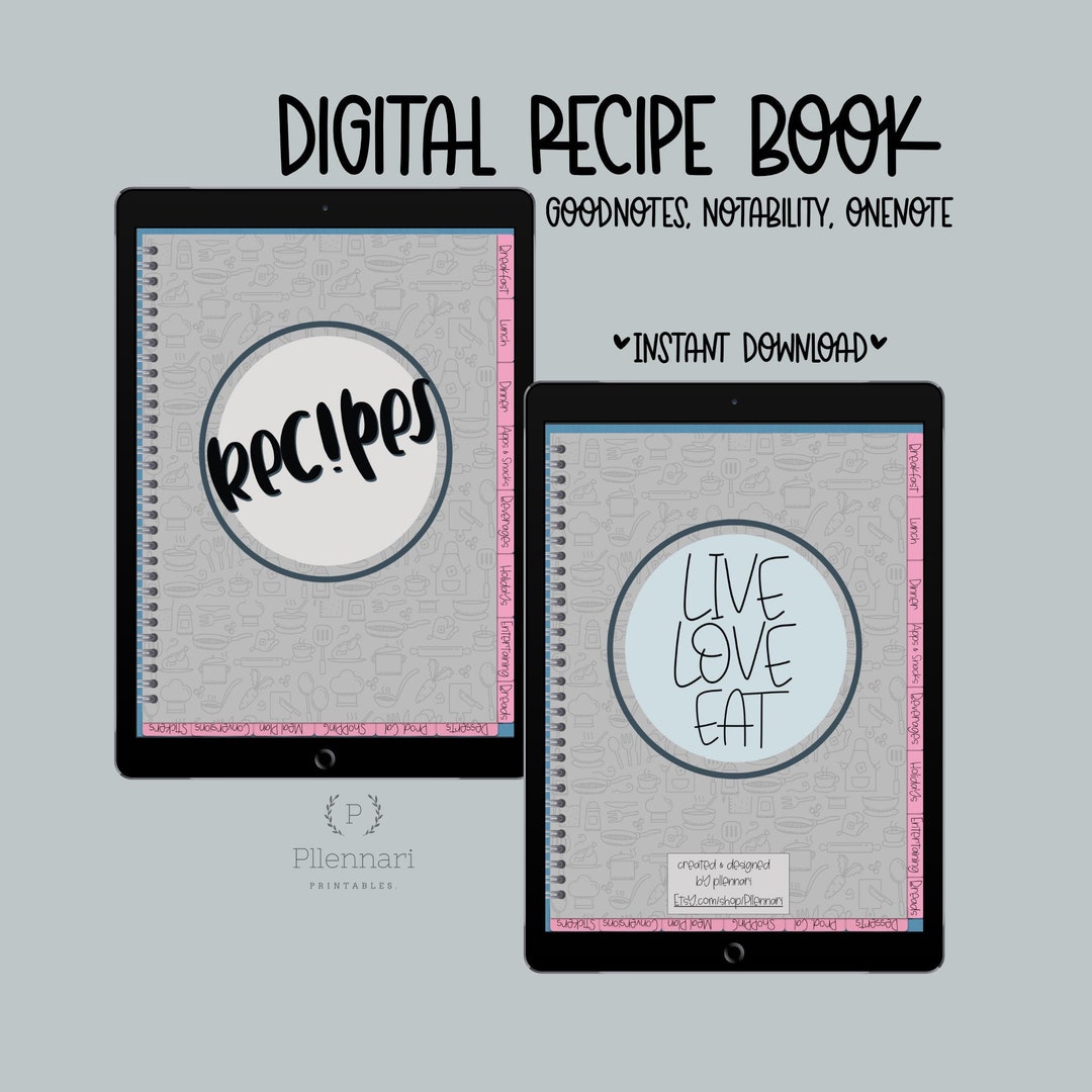 Digital Recipe Book for Goodnotes Notability Onenote Etsy