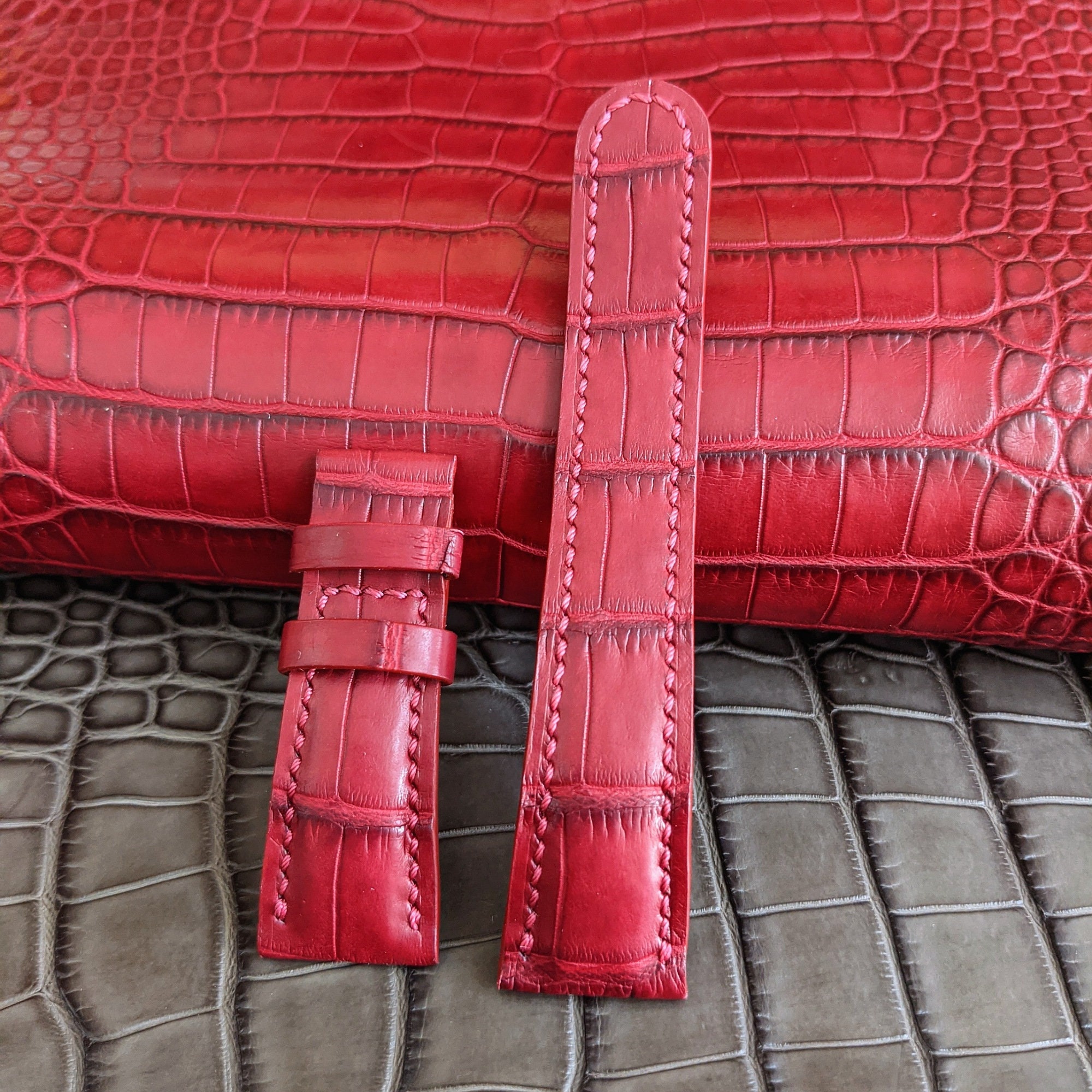 Dark Red Alli Leather Watch Strap. Sizes From 12mm to 24mm Etsy