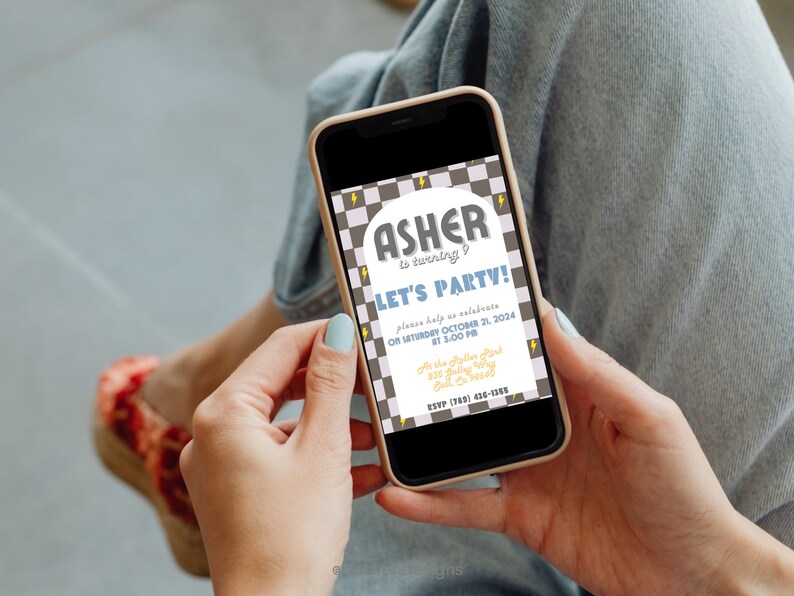 Cool Checkers Boy Birthday Invitation, Boy Birthday Invite, Lightning