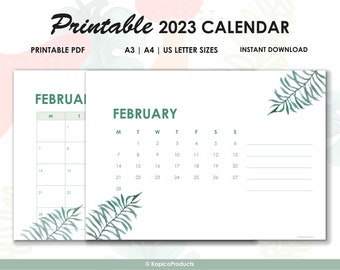 2023 Calendar, 2023 Calendar Printable, Monthly Calendar, Yearly Calendar, Wall Calendar, Printable Calendar, 2023 Monthly Calendar