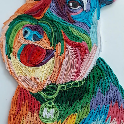 Custom Pet Portrait/Framed Wall Art decor/Pet portrait from photos/Paper Quilling Dog shops Art/Quilling animal portrait/3D Wall Art/Modern Decor