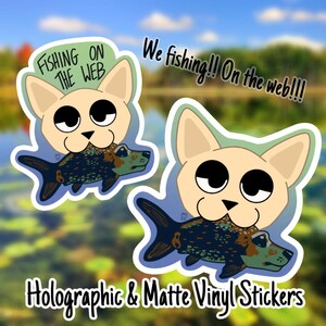 Fishin 'on the web Aufkleber - WEBFISHING inspiriert - Matte & holografisches Vinyl