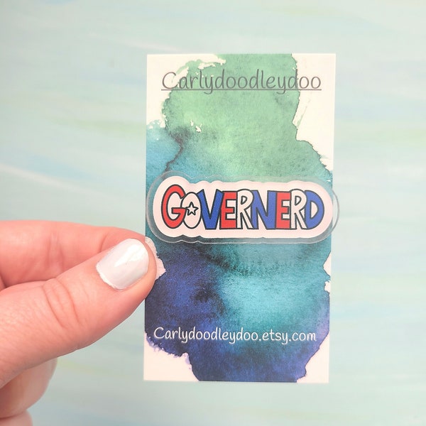 Governerd Acrylic Pin, 2 inch Patriotic Brooch, Red, White, & Blue Tote Bag Decor, Backpack Accessory, Teacher Lanyard Art, Friend Gift