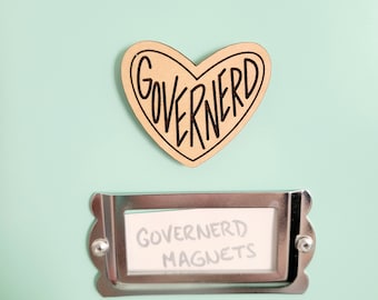 Governerd Heart Refrigerator Magnet, Valentines Kitchen Fridge Art, Laser Engraved Office Accessory, Handlettered Friend Gift