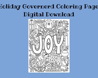Holiday Governerd Digital Coloring Page, Festive Procrastination Chicken Download, Merry Whale Art, Christmas Joy Art Activity, Friend Gift
