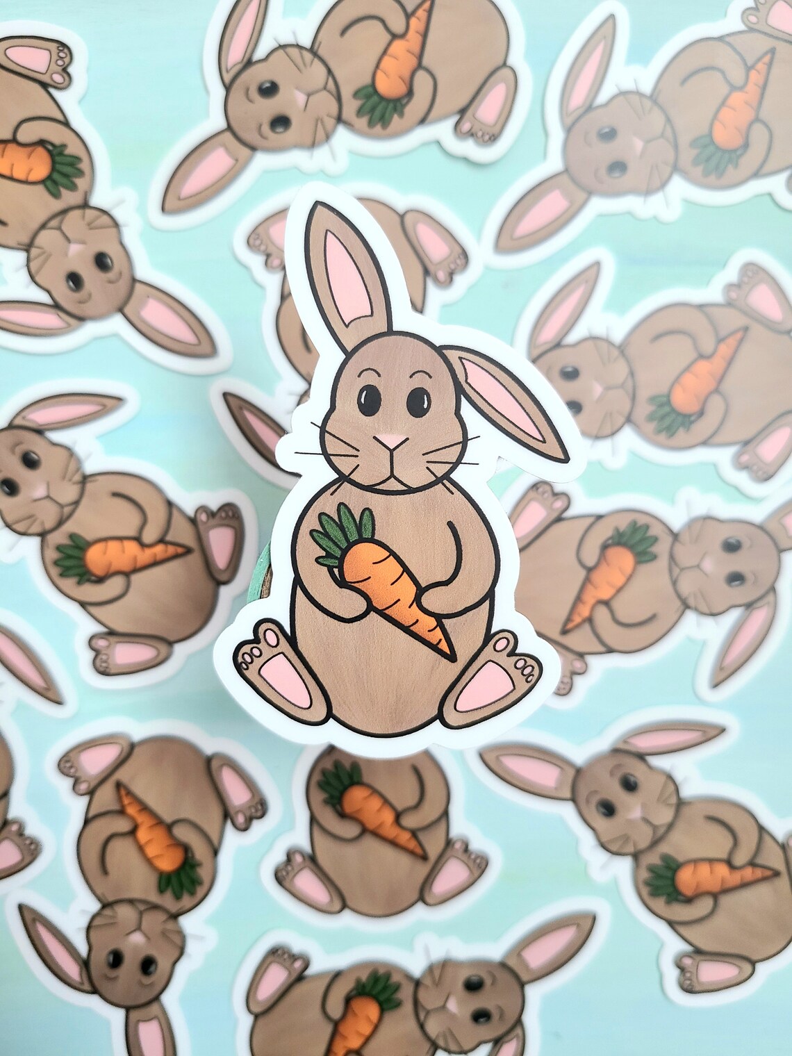Brown Bunny Vinyl Sticker Rabbit & Carrot Decal Easter Gift | Etsy