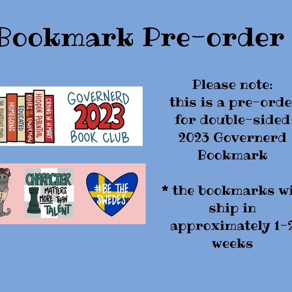 PRE-ORDER Double-sided 2023 Governerd Book Club Bookmark