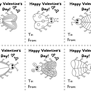 Cartões digitais de dia dos namorados Love Bug, download DIY de estudante de escola, projeto de arte de professor de sala de aula, ideia de amigo galentines de inseto cardíaco