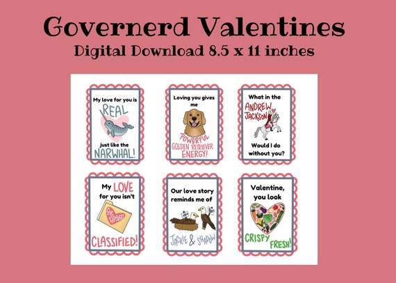 Governerd Digital Mini Valentines Set 3 6 Card Design - Etsy
