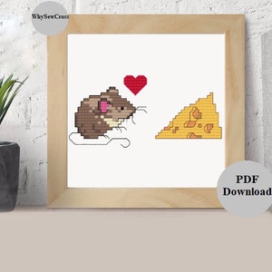 Cute Mouse Cross Stitch Pattern PDF- Cross Stitch Easy Fun Cute Mouse - Cross Stitch Small- Small Cross Stitch
