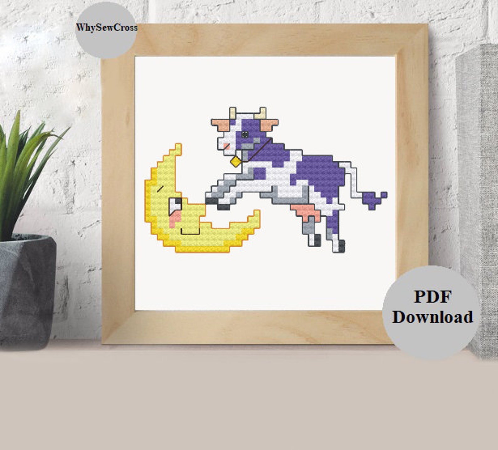 Nursery Rhyme Cross Stitch Cow Cross Stitch Moon Cross Stitch Small