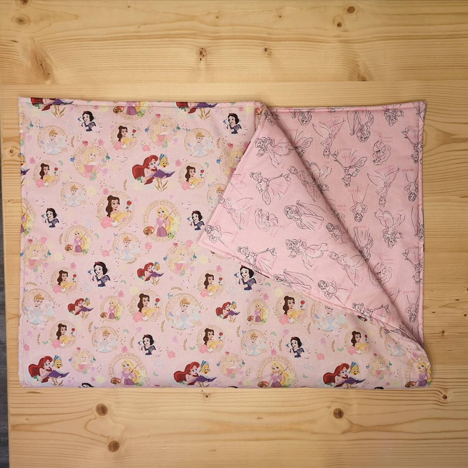 Disney Princess Blanket & Matching Pillow Case Reversible Etsy