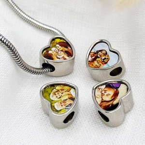 Fotobedel Compatibel met Pandora-armband, gepersonaliseerd met uw foto, aangepaste fotobedel, aangepaste fotokralen