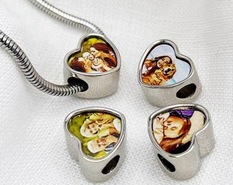 Photo Charm Compatible with Pandora Bracelet, personalised with your photo, custom photo charm, Custom photo beads