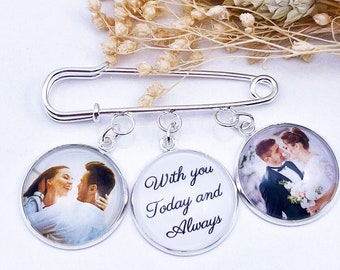 Wedding Boutonniere pin, Custom Photo lapel pin, Memorial Pin, Groom Boutonniere Pin, Wedding photo charm, Wedding Lapel pin, Groom Pin