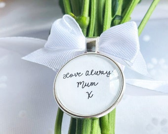 Bridal Bouquet Charms with custom handwriting and bow,