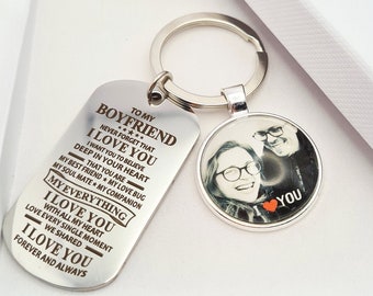 Gepersonaliseerde foto sleutelhanger, cadeau voor vriend, sleutelhanger voor vriend, sleutelhanger personaliseren met uw foto, Valentijnscadeau, foto sleutelhanger