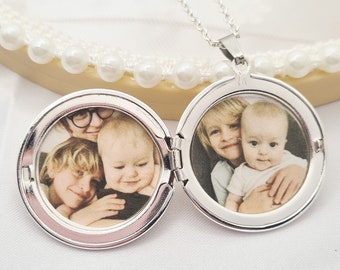 Photo Locket, Silver Locket, Photo Necklace, Round Photo Locket, Personalised Locket, Round Locket with Necklace and Photo, Photo Locket