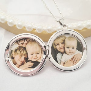 Photo Locket, Silver Locket, Photo Necklace, Round Photo Locket, Personalised Locket, Round Locket with Necklace and Photo, Photo Locket