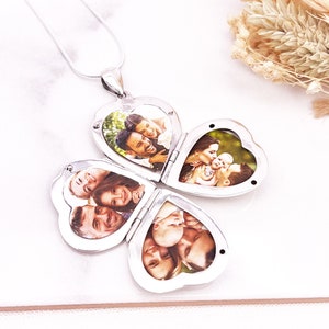 Photo Locket in Sterling Silver 925, Silver Heart Locket, Photo Necklace, 4 Photo Locket,Heart Locket with Necklace and Photo, Photo Locket