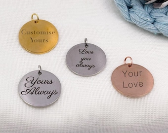 Stainless steel Charm with custom engraving in silver, gold or rose gold