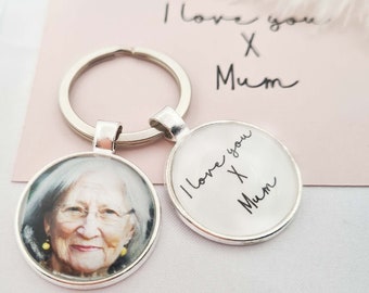 Personalised Keyring, Handwriting Keyring, Handwriting keychain, Photo and Handwriting, Photo memorial keyring, memorial handwriting