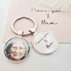 Llavero personalizado, llavero con escritura a mano, llavero con escritura a mano, foto y escritura a mano, llavero conmemorativo con foto, escritura a mano conmemorativa