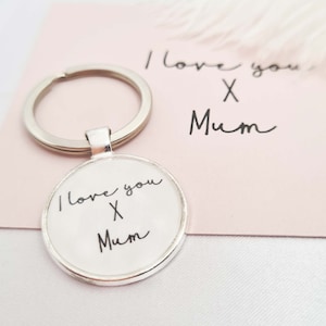 Gepersonaliseerde sleutelhanger, handschriftsleutelhanger, handschriftsleutelhanger, echt handschrift, handschriftcadeaus, handschriftsieraden