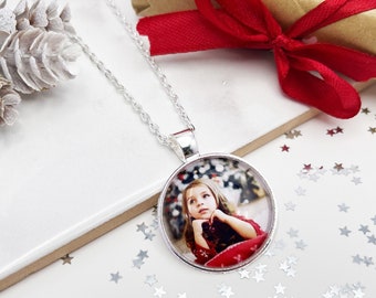 Cadeau de Noël personnalisé, Collier photo, Cadeau pour maman, Bijoux photo, Cadeau photo, Cadeau spécial, Bijoux faits à la main, Photo de famille