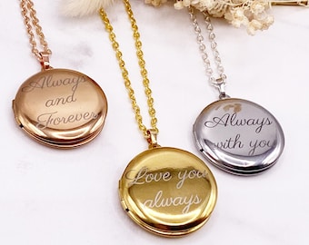 Personalised Photo Locket: Engraved and Photos - Gold, Rose, Silver