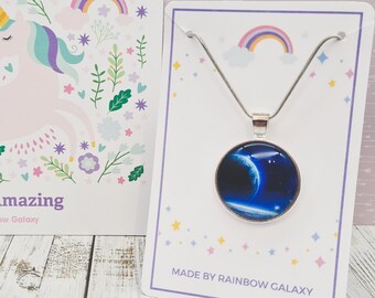 Galaxy necklace, planet necklace, moon necklace, Space Jewellery, Glass Pendant, galaxy pendant, galaxy jewellery, universe jewellery