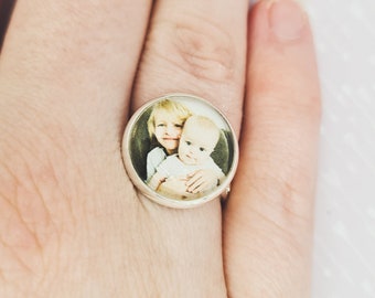 Personalised photo Ring, Photo ring, Personalised ring, gift for mum, Personalised jewellery, Adjustable ring, Personalised gift