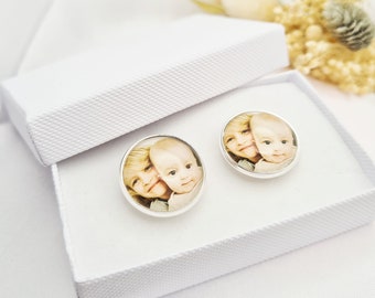 Custom Photo Cufflinks, Round Cufflinks in Silver or Gold, Personalised with your photo. Perfect gift from bride to groom wedding day