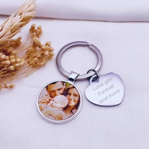 Personalised Photo Keyring, With engraved heart charm
