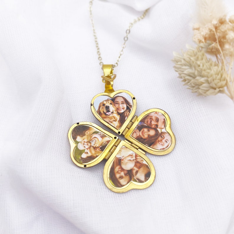 Photo Locket, Vintage Gold Heart Locket, Photo Necklace, 4 Photo Locket, Personalised with your photo image 3