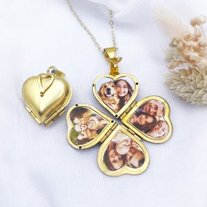 Photo Locket, Vintage Gold Heart Locket, Photo Necklace, 4 Photo Locket, Personalised with your photo image 2