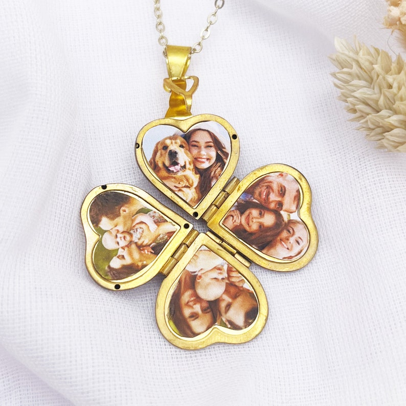Photo Locket, Vintage Gold Heart Locket, Photo Necklace, 4 Photo Locket, Personalised with your photo image 6