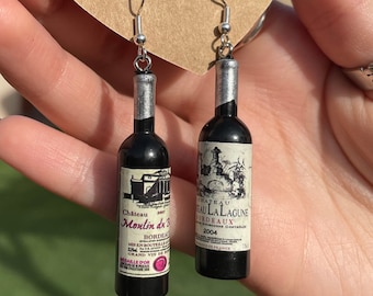 Red Wine Bottle Earrings Super Fun Cute Unique Pick a Pair Wino Alcohol Bottles Jewelry