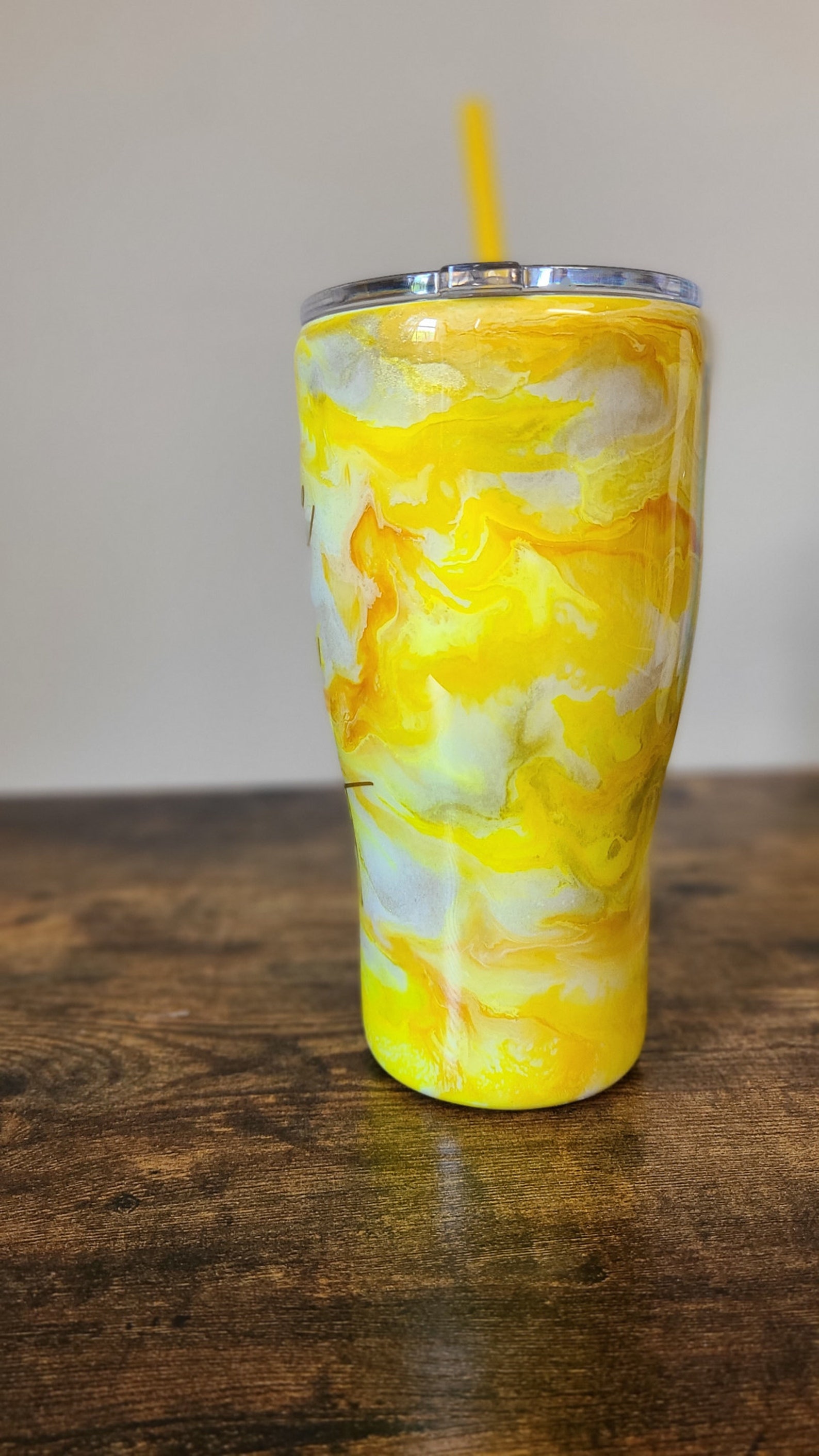 Shine l Yellow Alcohol Ink Tumbler with Gold Accents l Etsy
