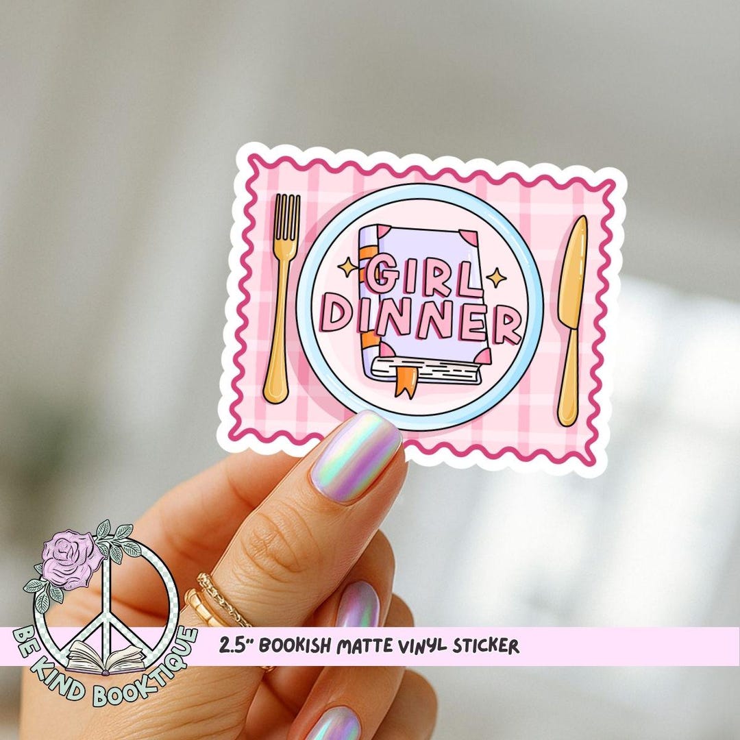 Girl Dinner Bookish Vinyl Sticker - Etsy