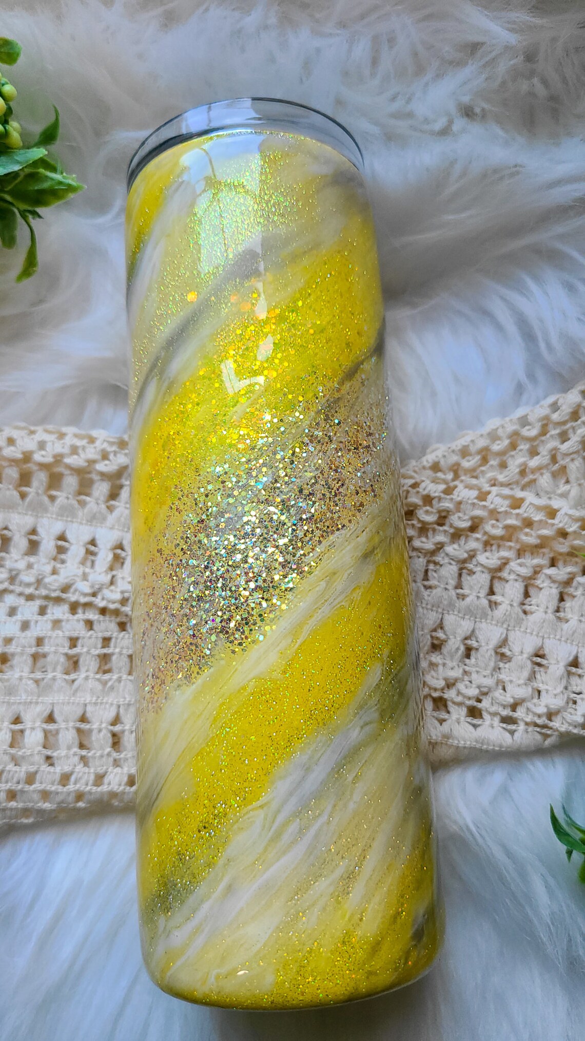 Yellow Glitter Milky Way Tumbler l Handmade l 20 oz Stainless Etsy