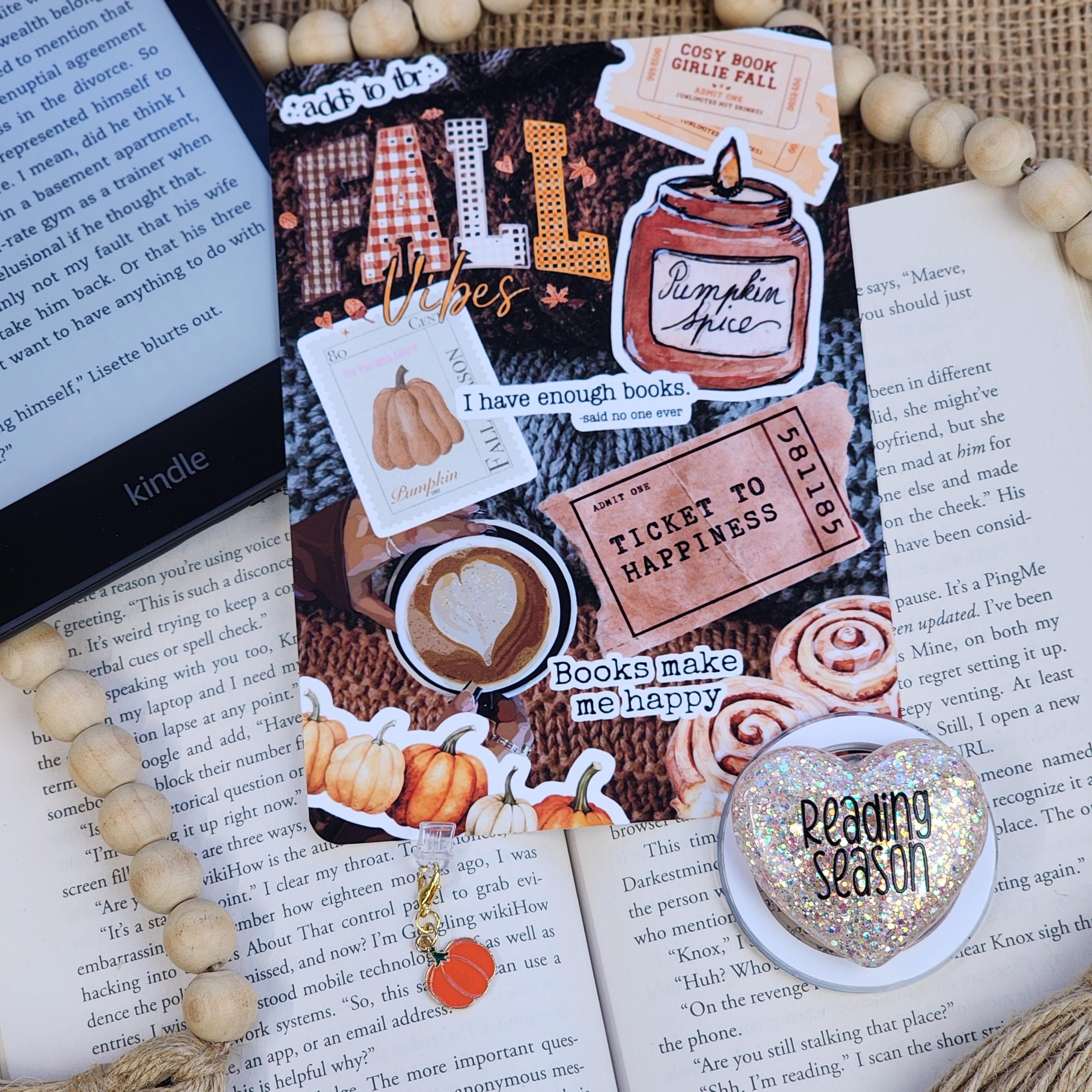 Kindle Accessories Set Fall Collage Reading Season Insert, Grip & Charm