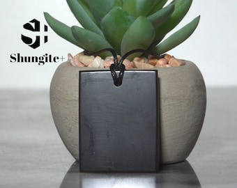 Shungite pendant Rectangle EMF Protection Grounding Healing genuine Karelian shungite