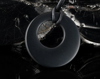 Shungite pendant Circle in Circle, Healing and Protection, genuine shungite from Karelia