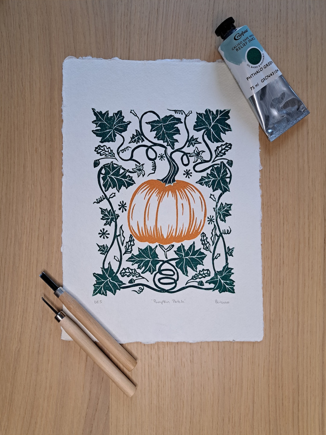 Pumpkin Linocut Print Fall Harvest Art Hand-carved Block - Etsy